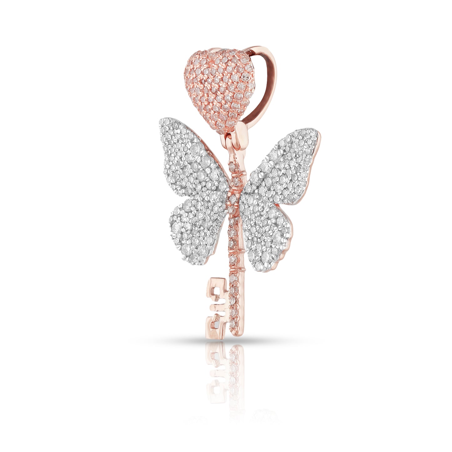 Rose Gold Round Diamond Butterfly Pendant
