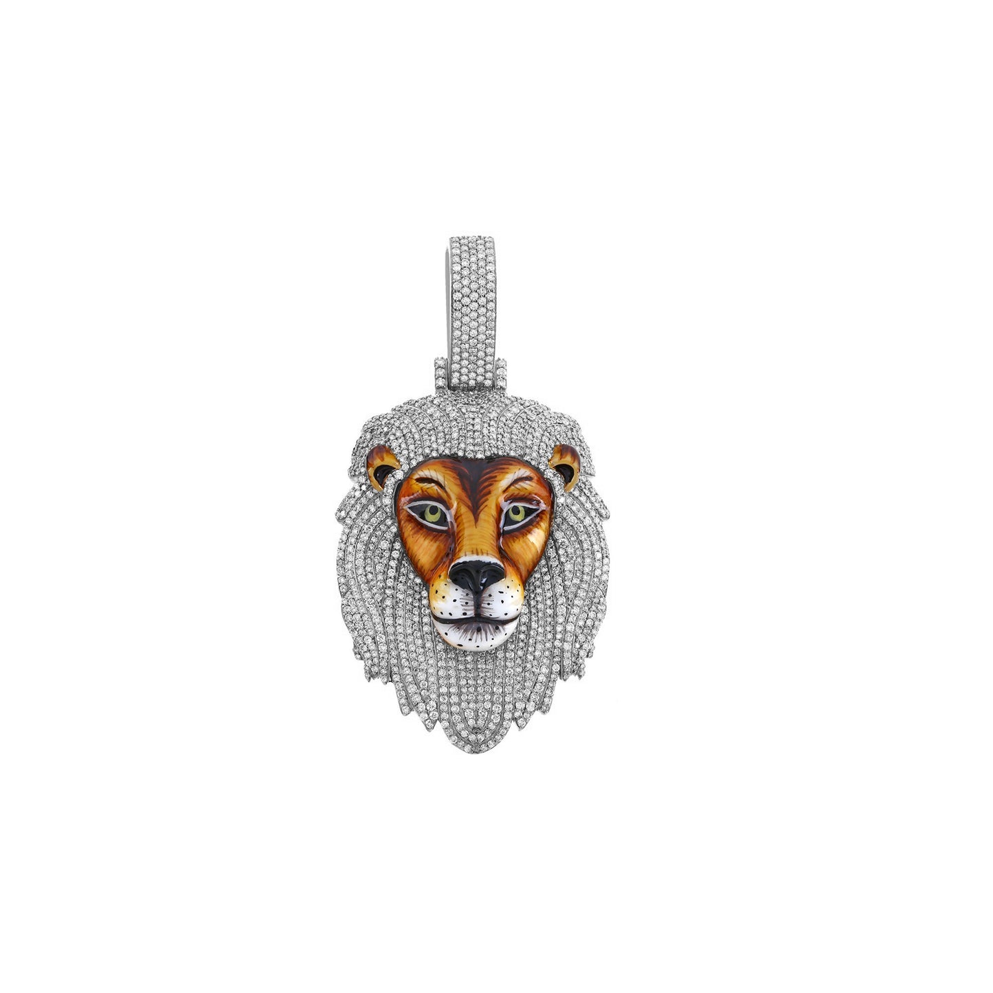 925 Silver Cz Diamond Lion Head Pendant