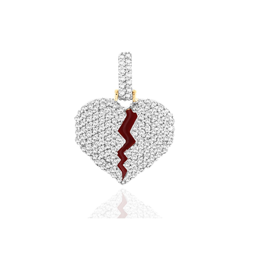 Yellow Gold White Diamond Broken Heart Pendant by Truth Jewel