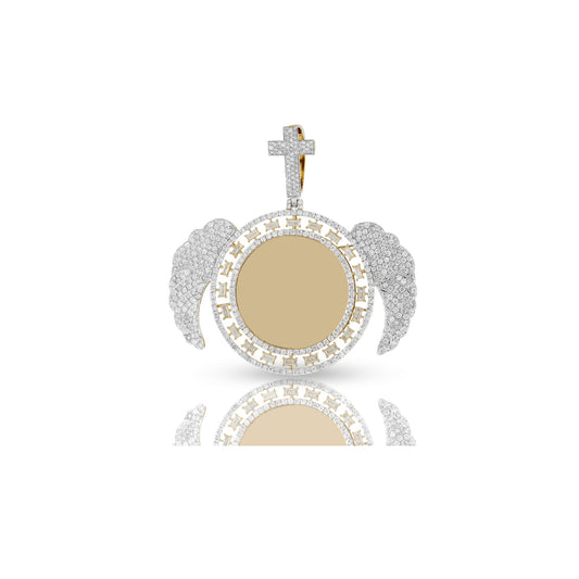 Yellow Gold White Diamond Wings Picture Pendant by Truth Jewel