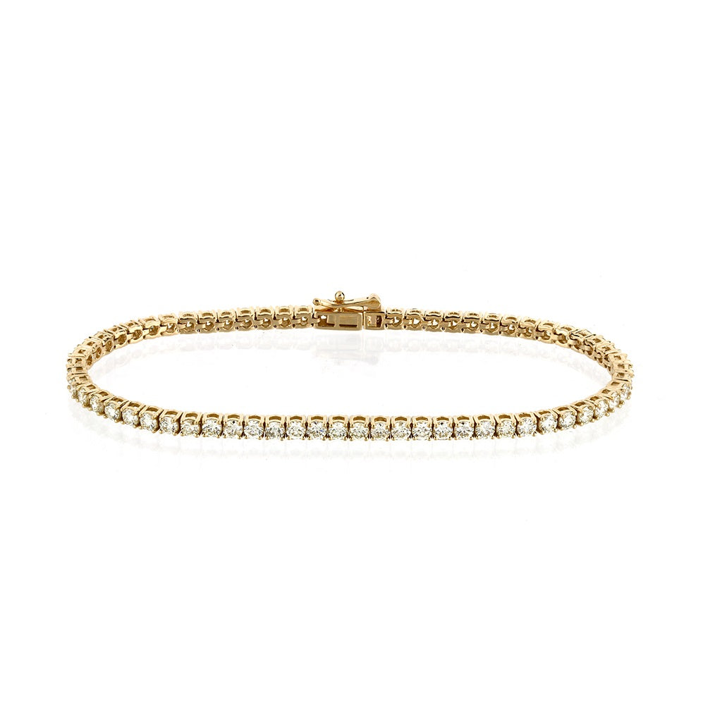 14K Yellow Gold Diamond Tennis Bracelet By Truth Jewel