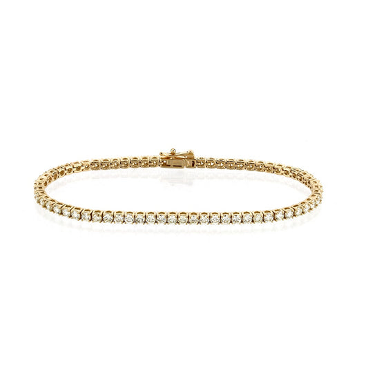 14K Yellow Gold Diamond Tennis Bracelet By Truth Jewel