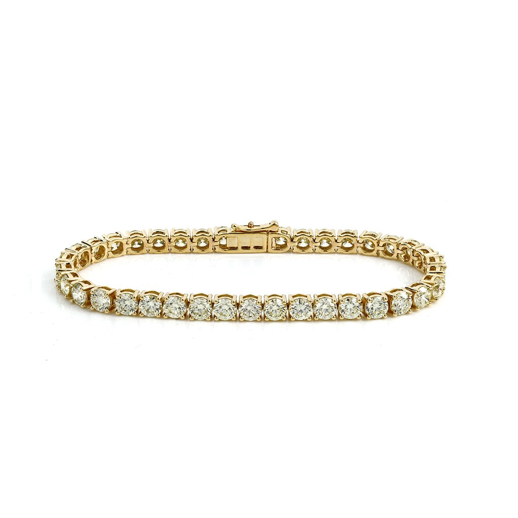14K Yellow Gold Round Diamond Tennis Bracelet