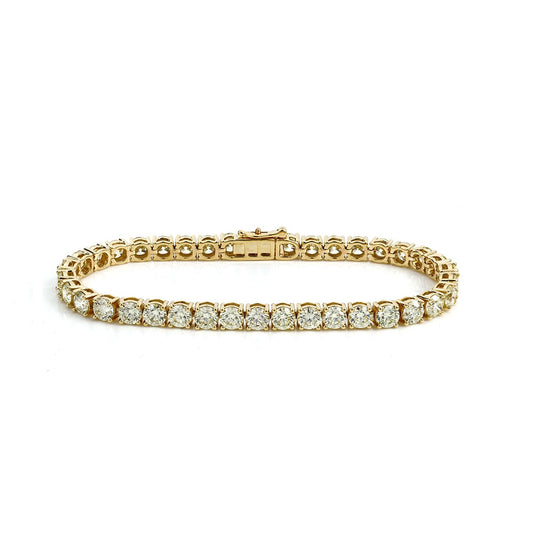 14K Yellow Gold Round Diamond Tennis Bracelet