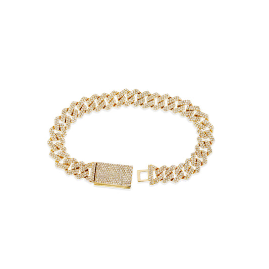 14K Yellow Gold Diamond Cuban Bracelet By Truth Jewel