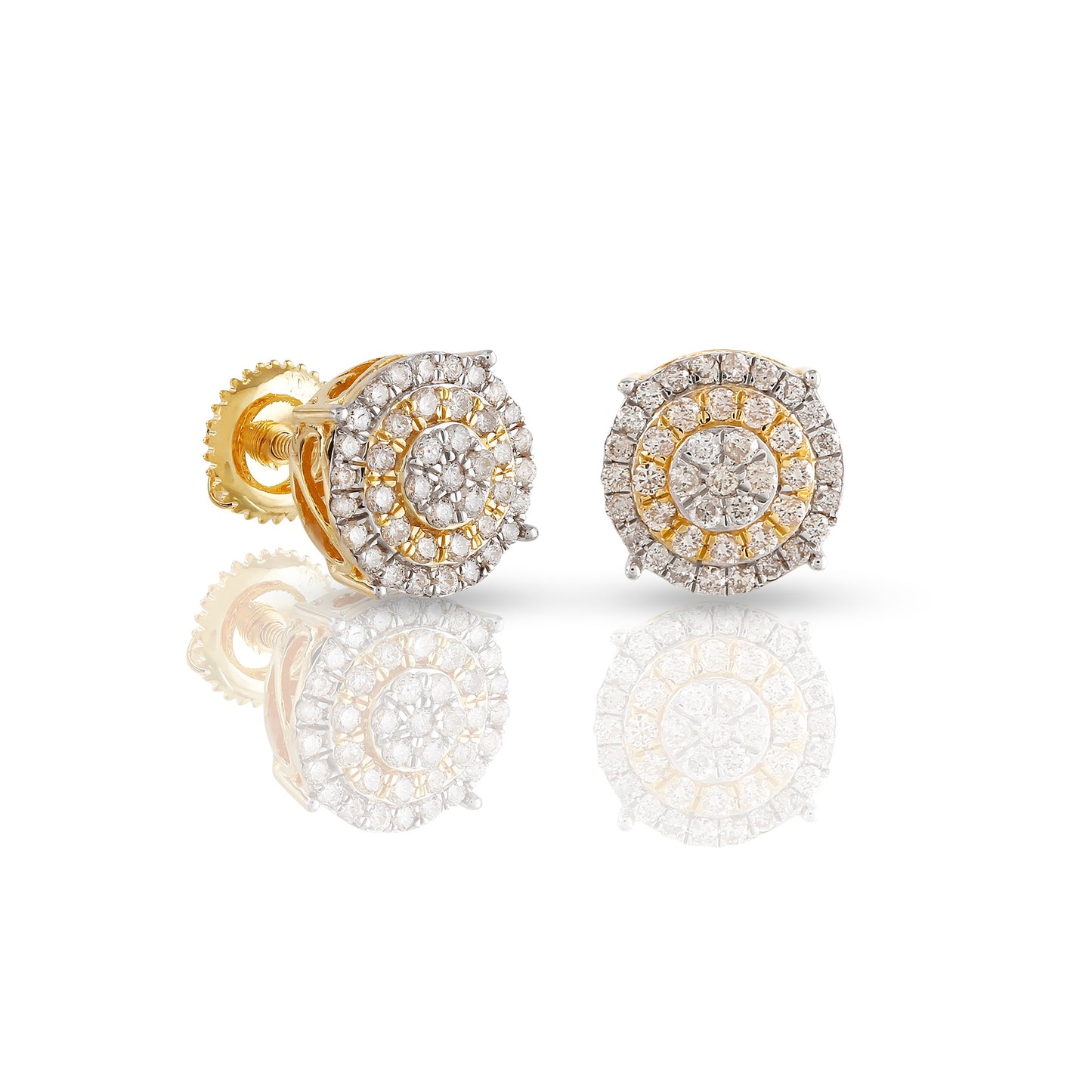 0.54ct Yellow Gold White Diamond Round Earrings by Truth Jewel