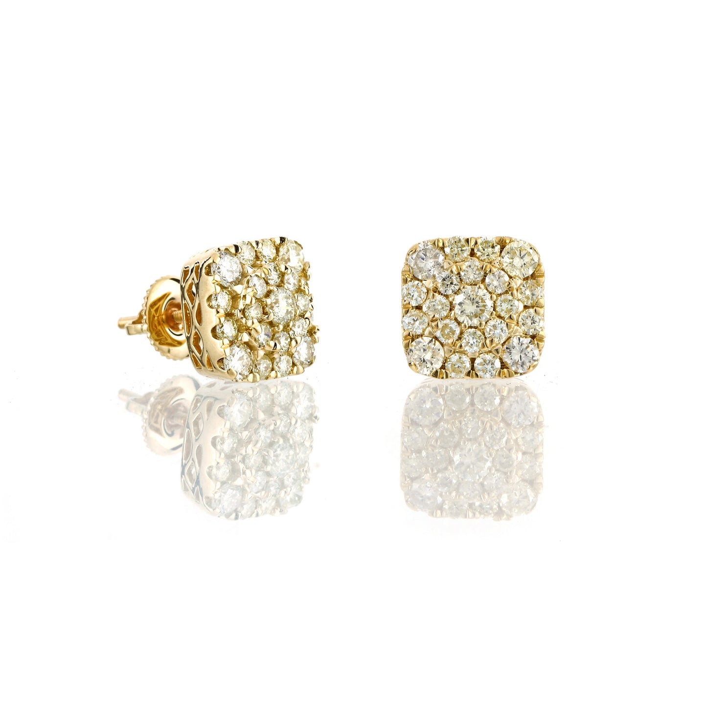 0.25ct Yellow Gold Diamond Square Earrings by Truth Jewel