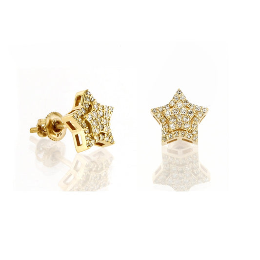 0.28ct Yellow Gold Round Diamond Star Earrings by Truth Jewel