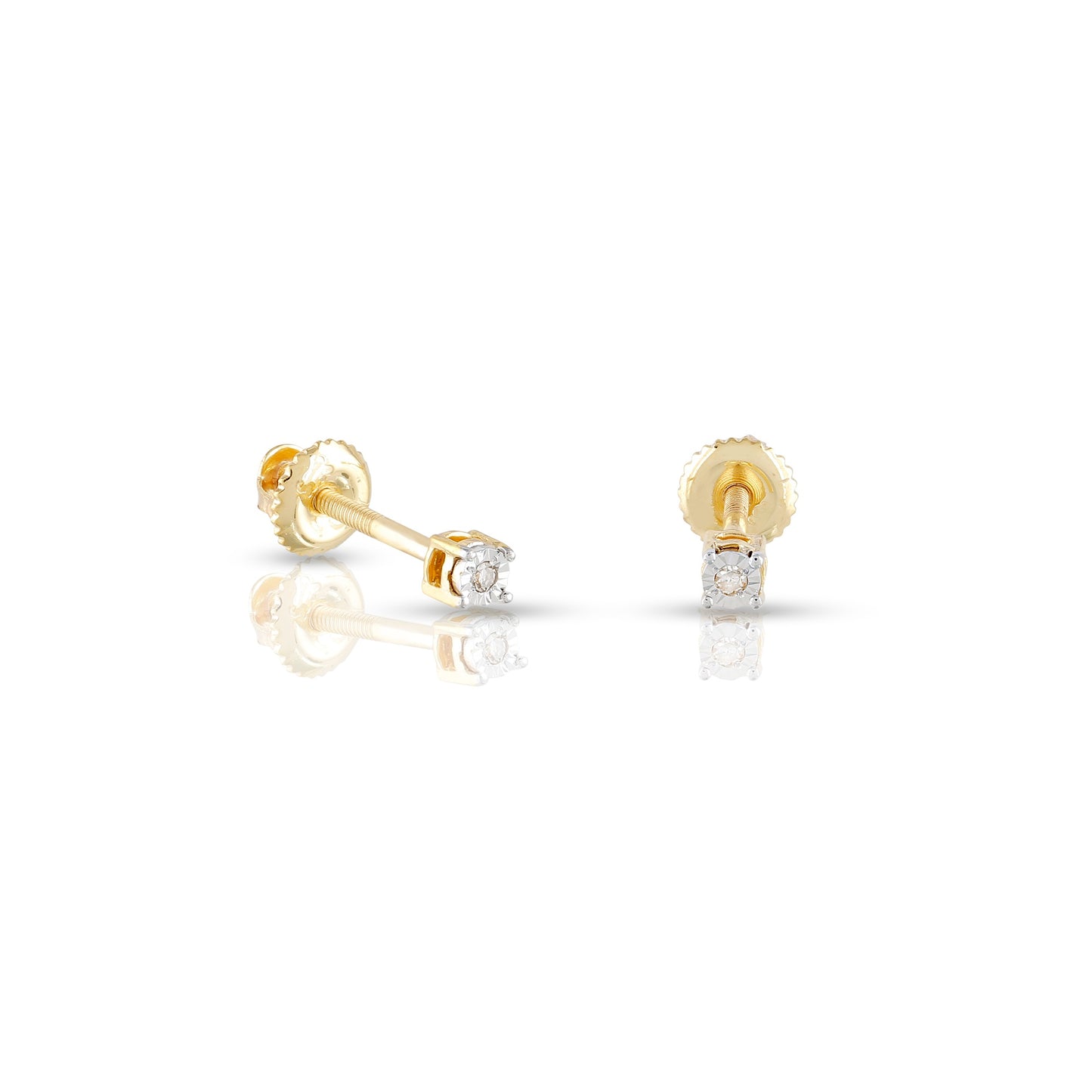 Yellow Gold illusion Stud Earrings