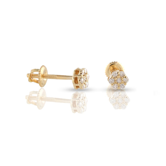 Yellow Gold Diamond Flower Earring by Truth Jewel