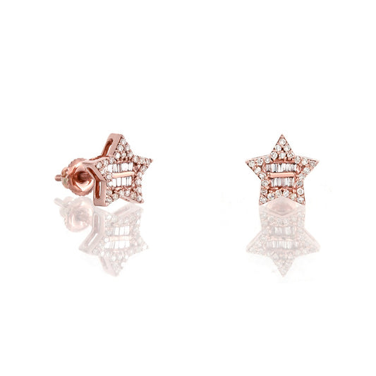 0.24ct Rose Gold Baguette Diamond Star Earring Truth Jewel