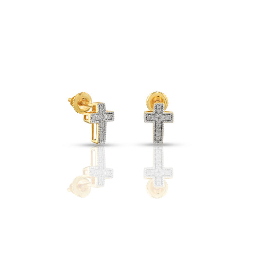 0.08ct Yellow Gold White Diamond Cross Earrings by Truth Jewel
