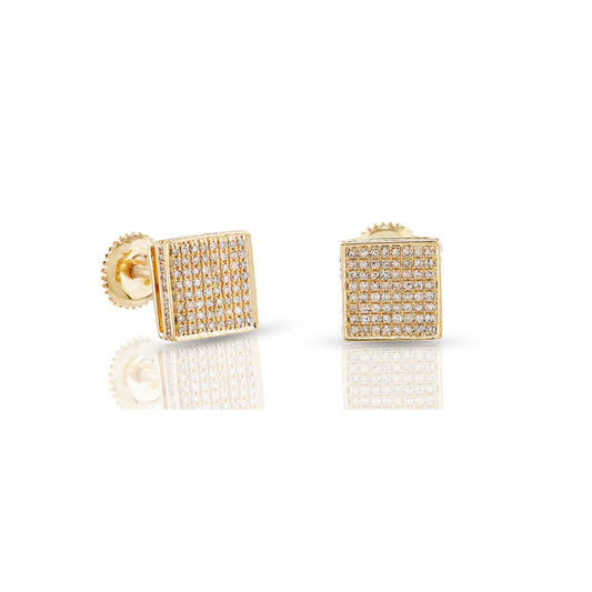0.32ct Yellow Gold Square Earrings by Truth Jewel