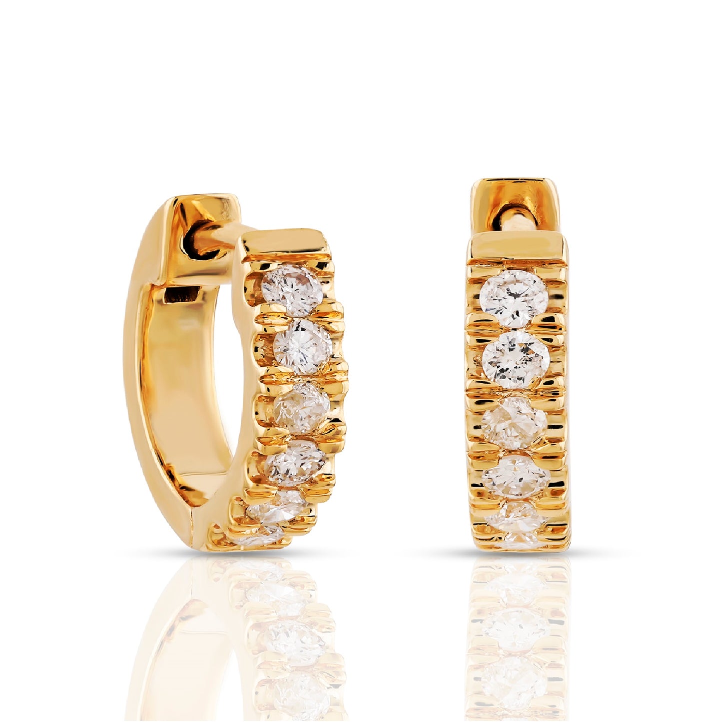 0.38ct Yellow Gold Round Diamond Hoop Earrings by Truth Jewel