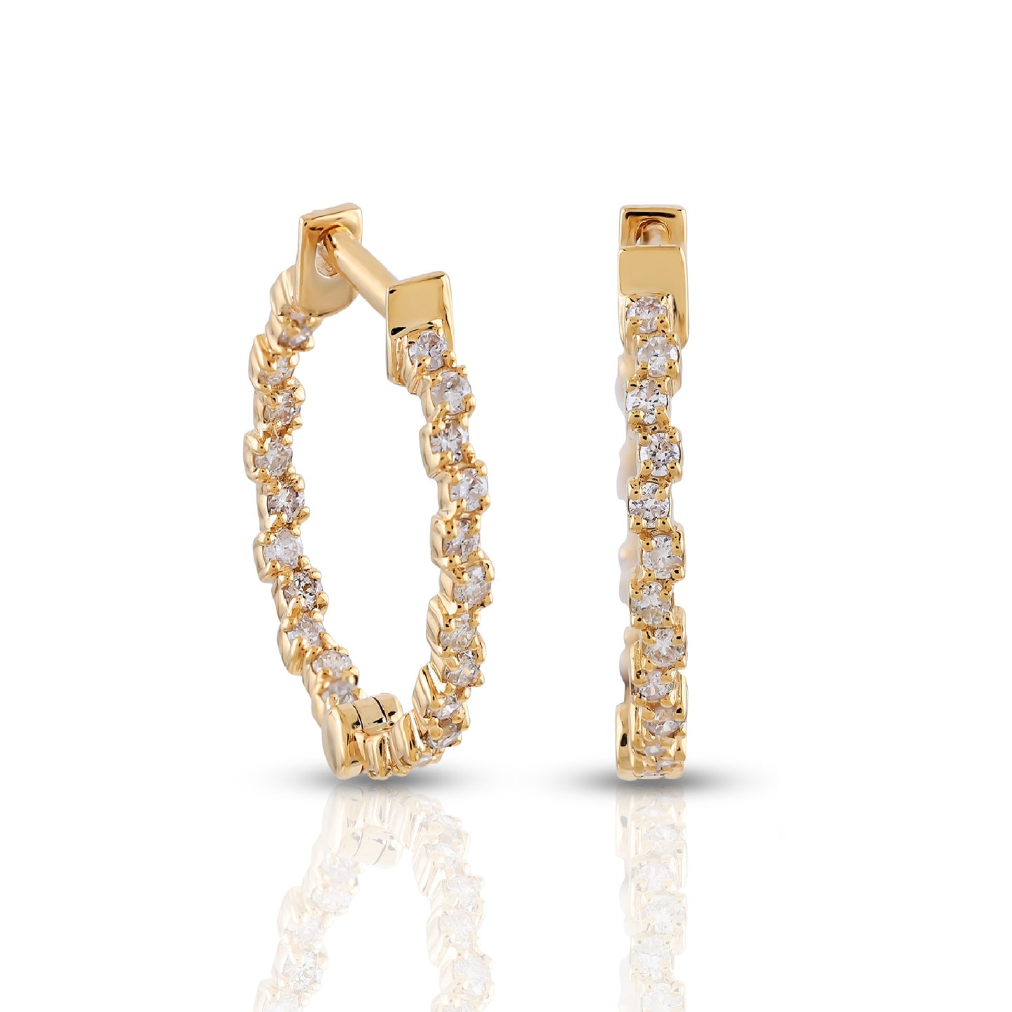 0.28ct Yellow Gold Round Diamond Inside-Out Hoop Earrings by Truth Jewel