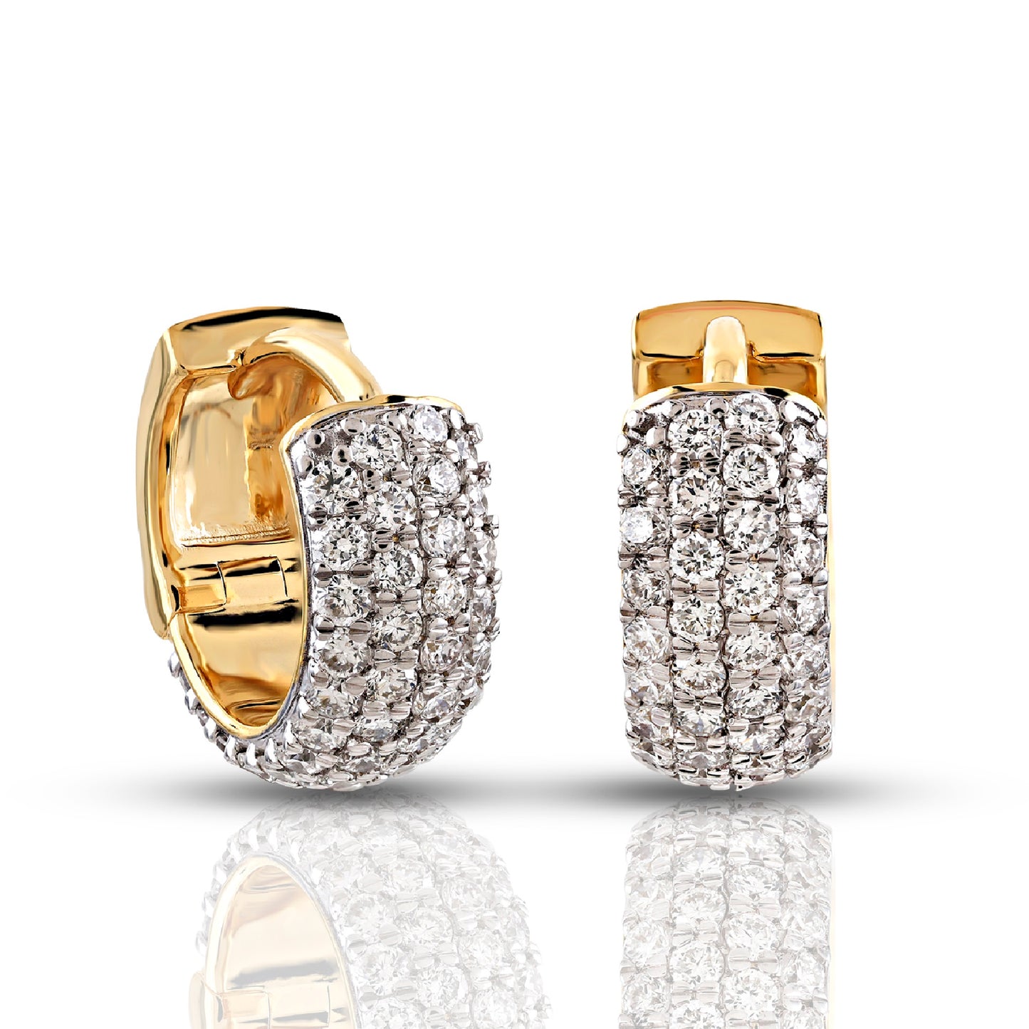 1.09ct Yellow Gold Pavé Round Diamond Dome Hoop Earrings by Truth Jewel
