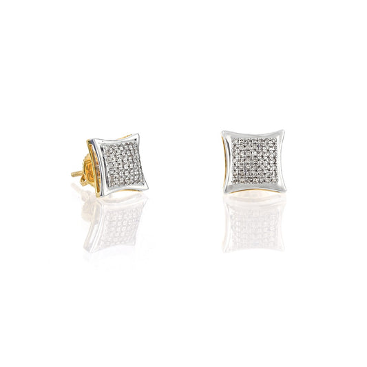 0.29ct Yellow Gold White Diamond Square Earrings by Truth Jewel