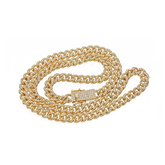 14K Yellow Gold Diamond Cuban Chain