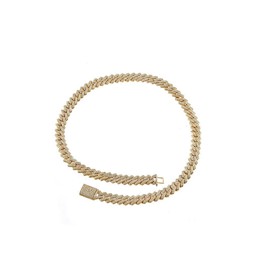 14K Yellow Gold Diamond Cuban Chain