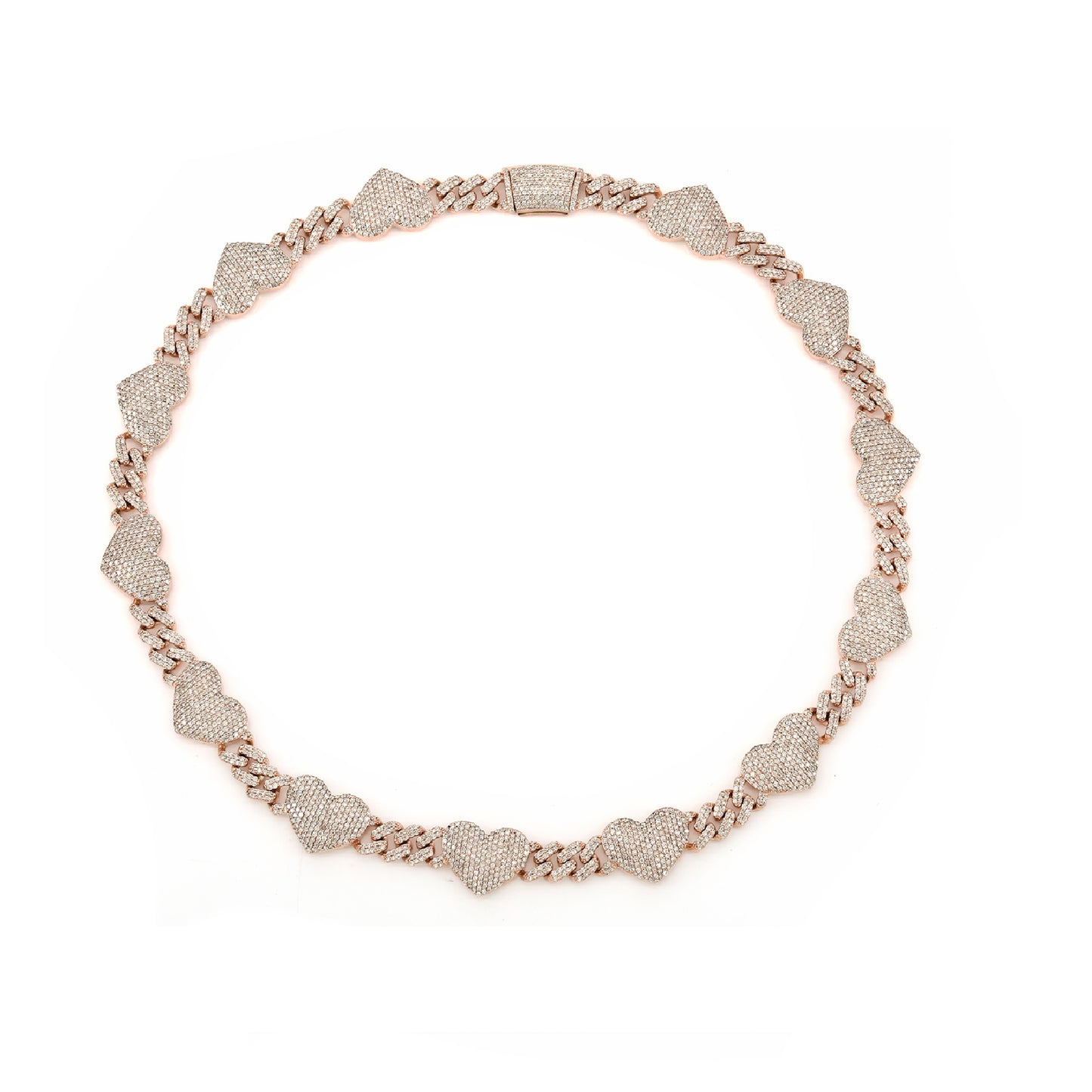 10K Rose Gold Diamond Heart Link Necklace