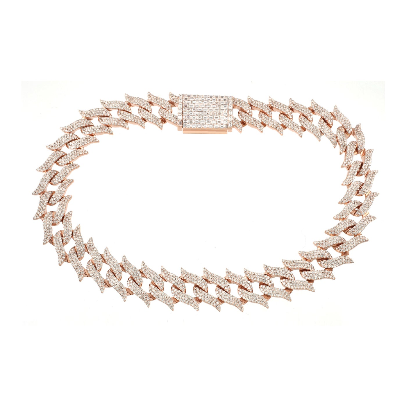 Rose Gold Fully Iced Spike-Link Diamond Chain