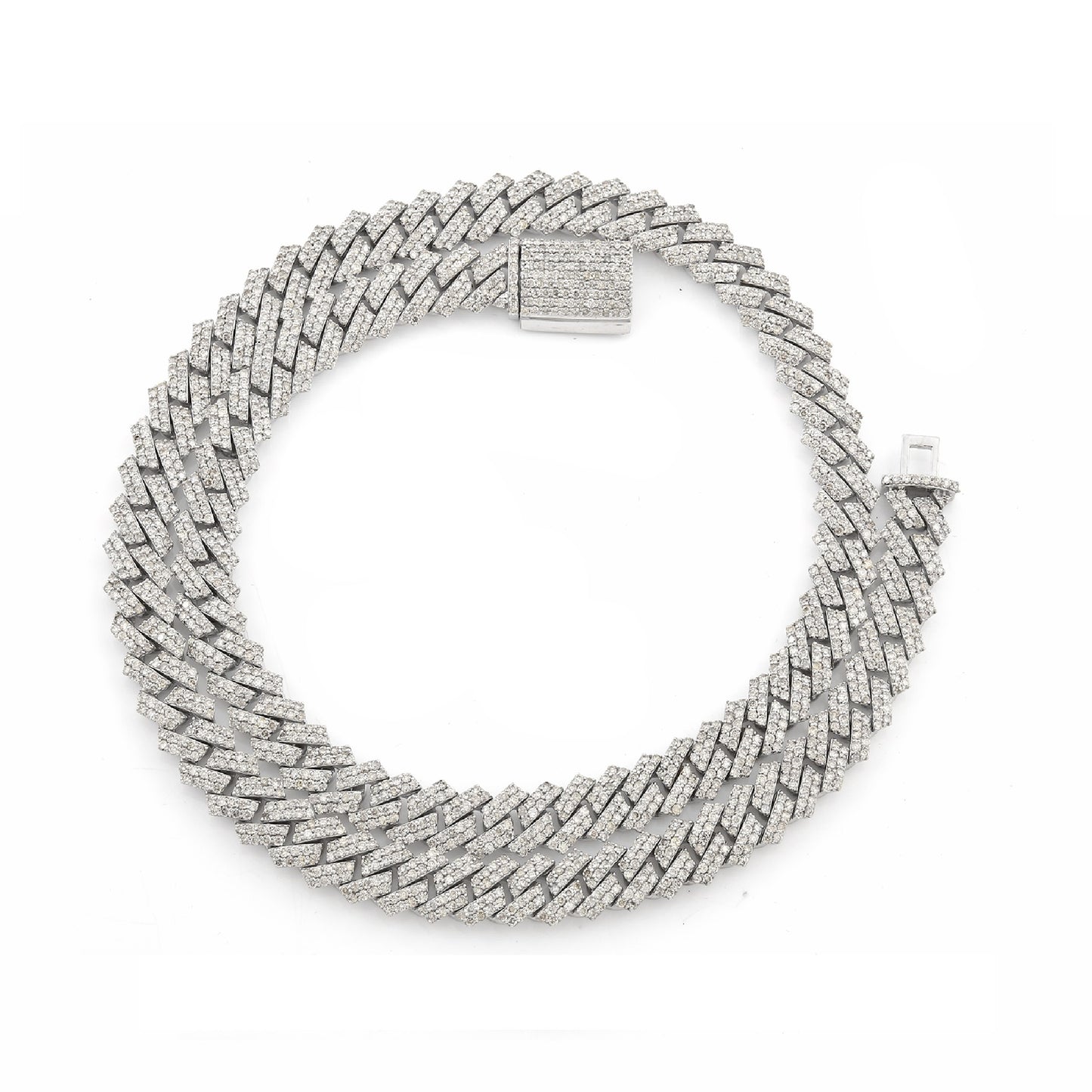 White Gold Ultra-Iced Diamond Weave-Link Chain