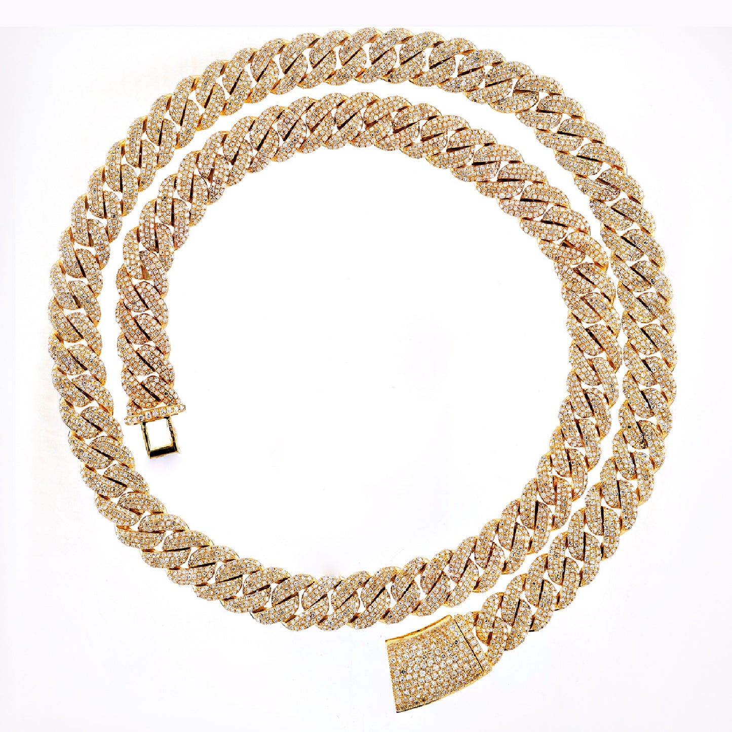 22Inch Iced Cuban Link Diamond Necklace in Yellow Gold By Truth Jewel