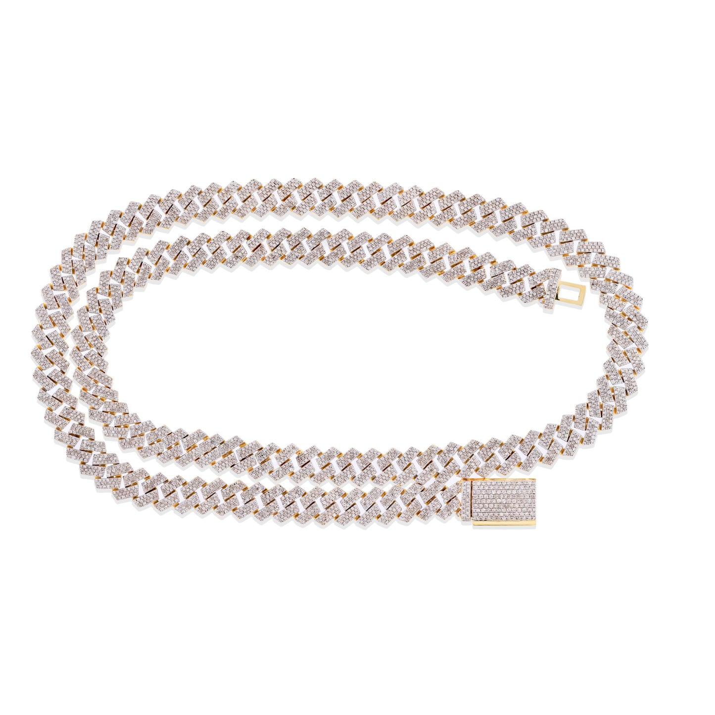 22 Inch Iced Diamond Cuban Link Necklace in Yellow Gold By Truth Jewel