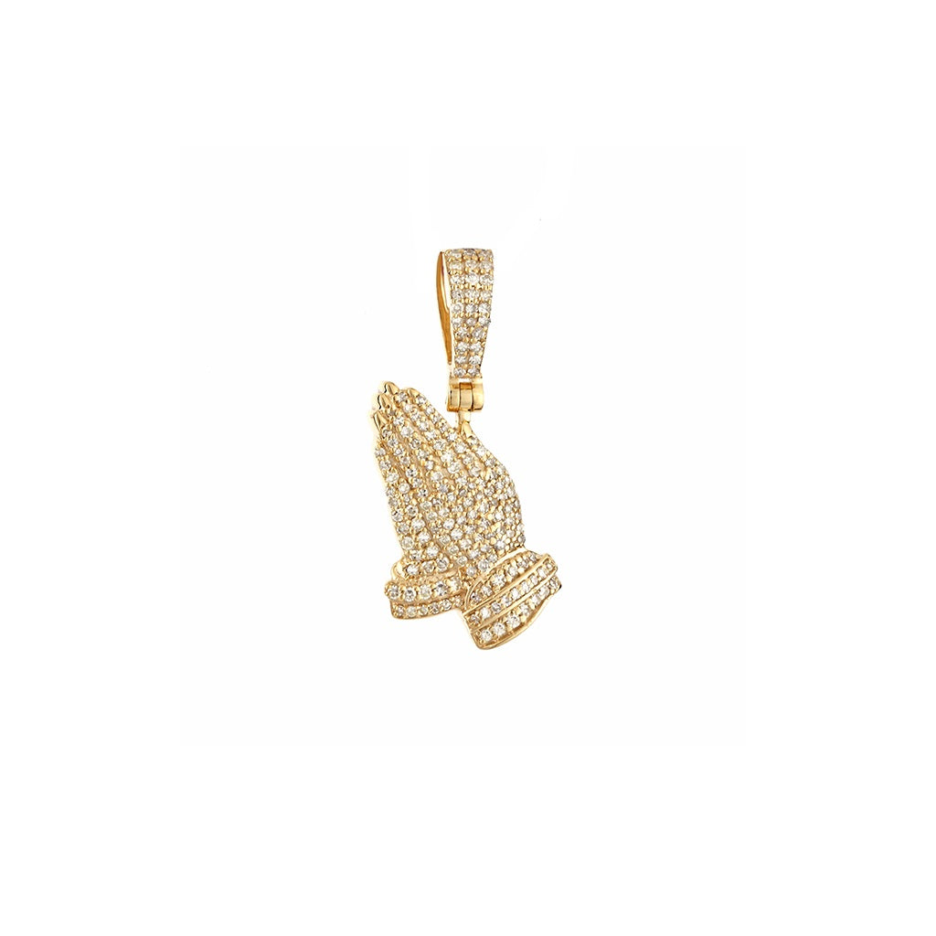 Yellow Gold Diamond Praying Hands Pendant