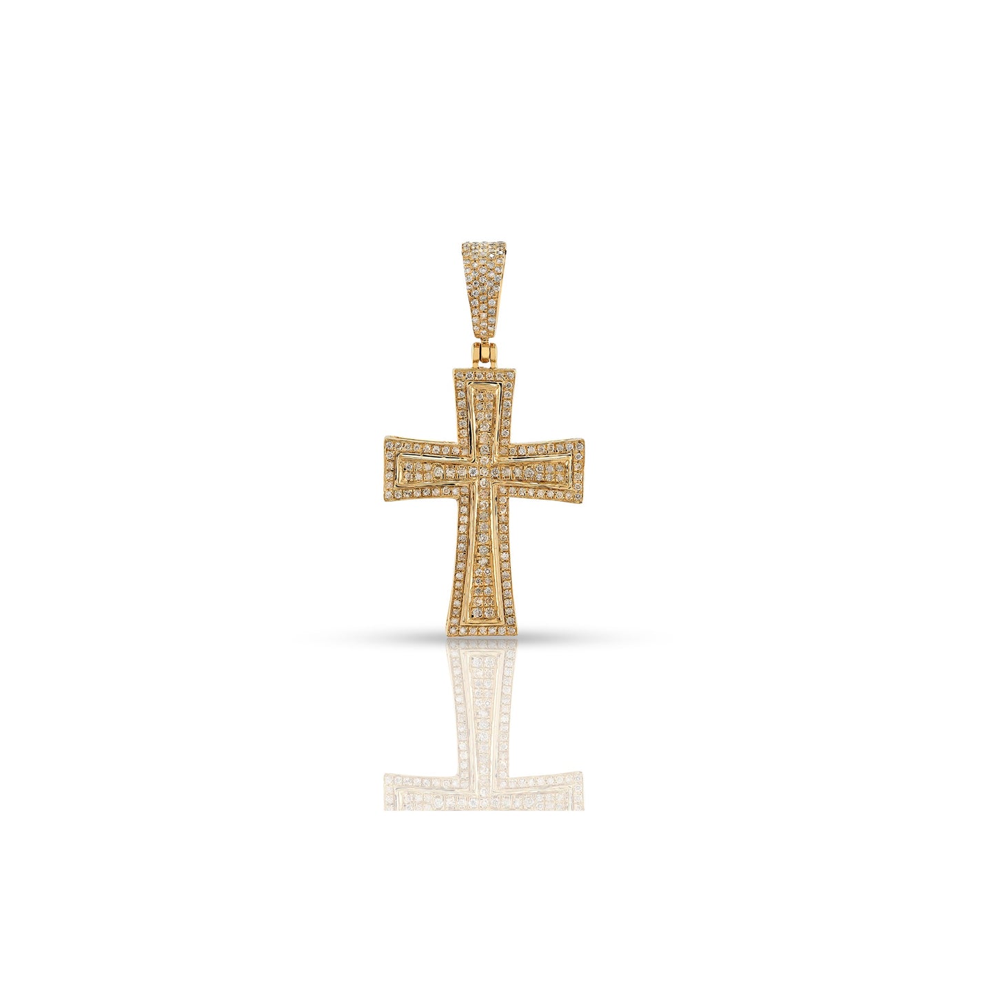 Yellow Gold Round-Cut Diamond Cross Pendant