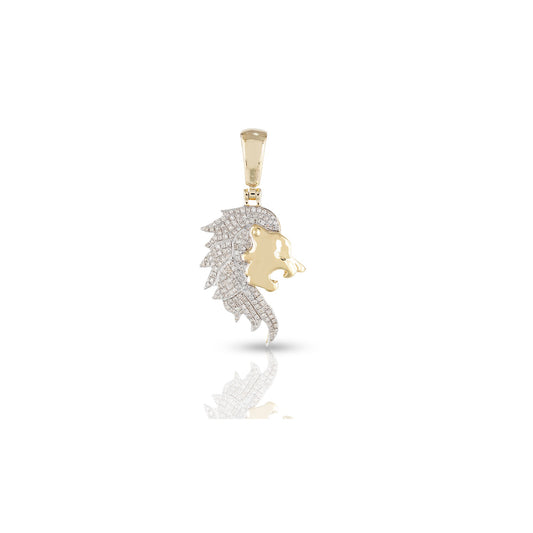 Yellow Gold Lion Head Pendant with 0.364 Carat