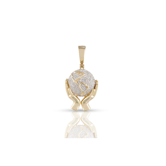 10K Yellow Gold Iced Out Money Tree Diamond Pendant
