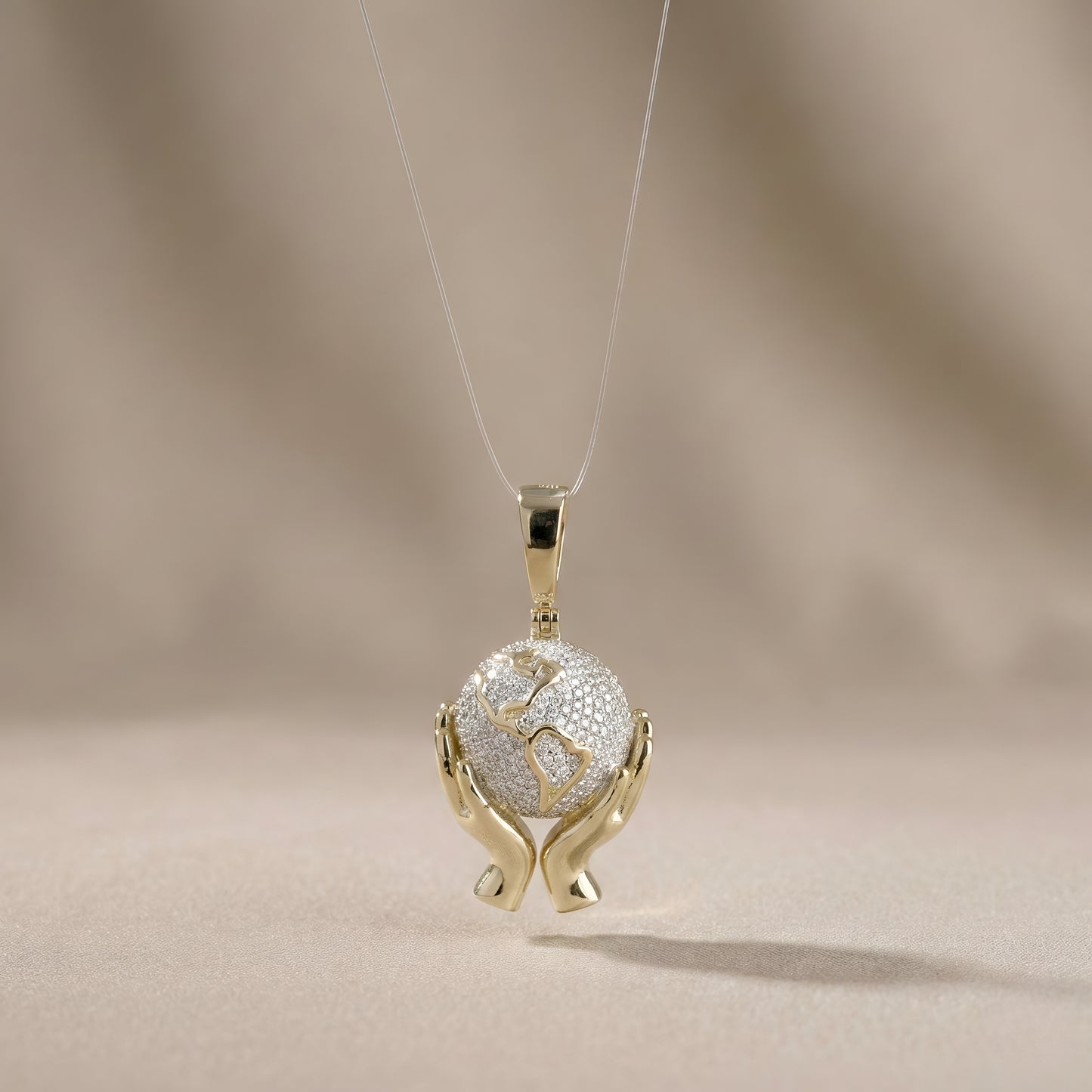 10K Yellow Gold World in Your Hands Pendant