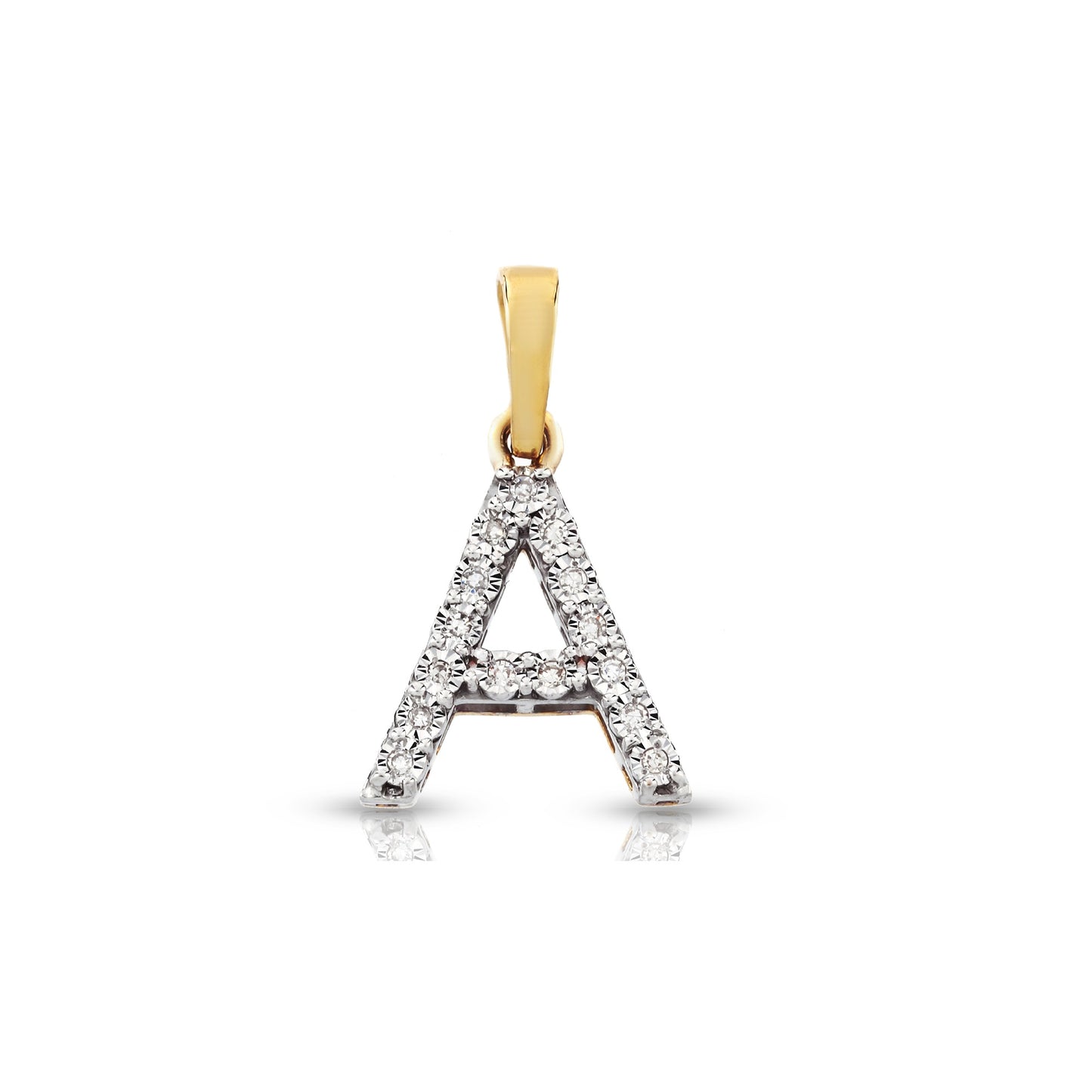 Yellow Gold White Diamond Initial Pendant