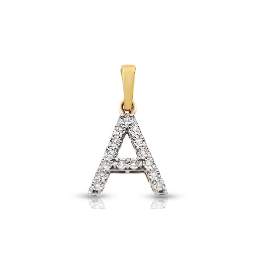 Yellow Gold White Diamond Initial Pendant