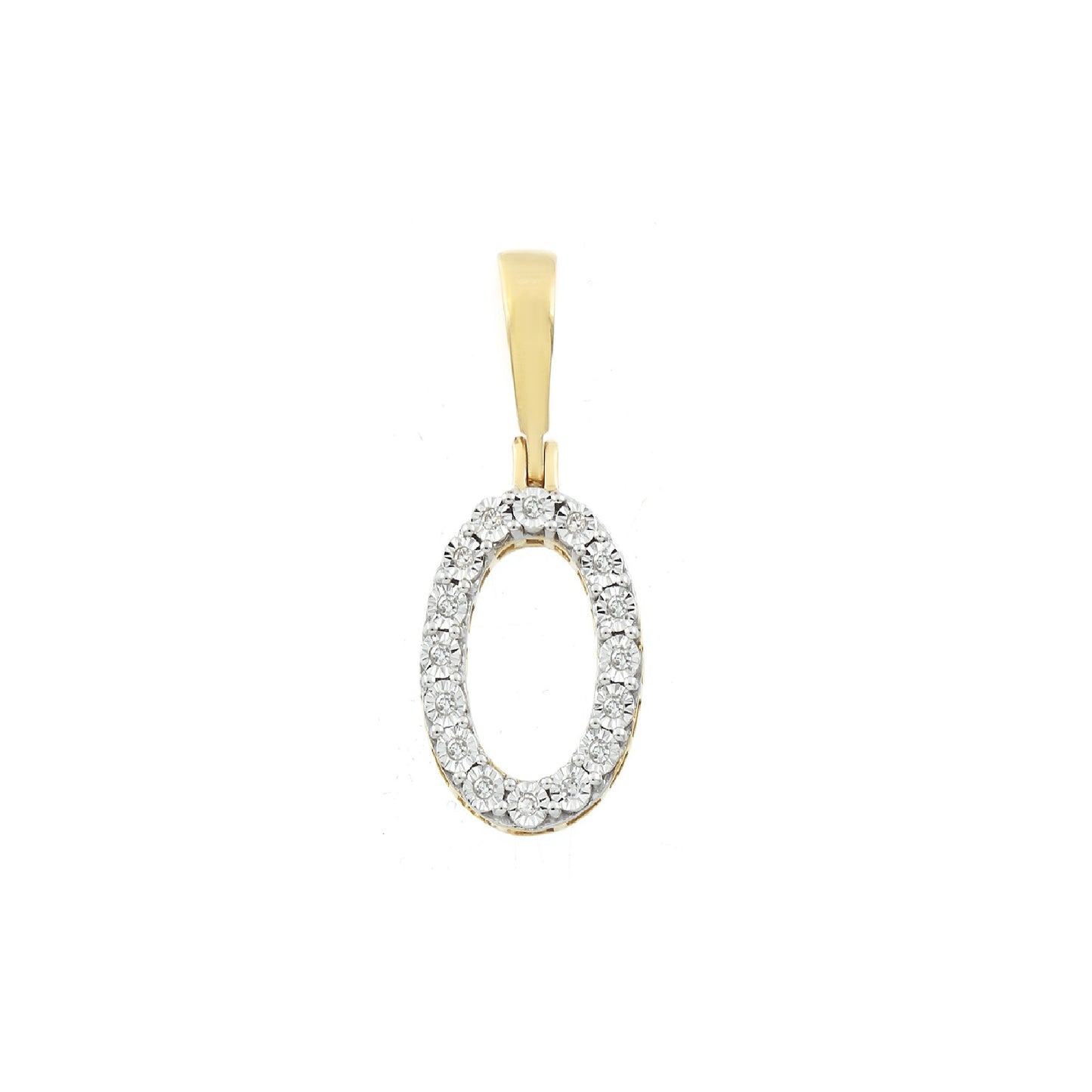 Yellow Gold White Diamond Initial Pendant