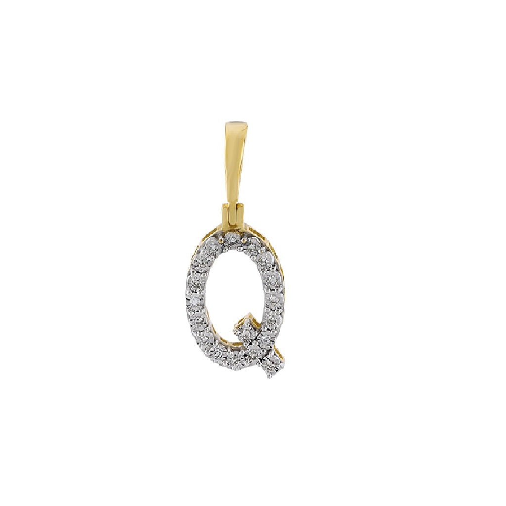 Yellow Gold White Diamond Initial Pendant