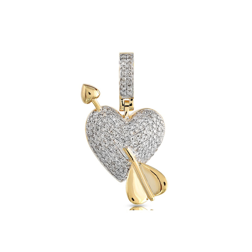 Yellow Gold Heart Arrow Diamond Pendant