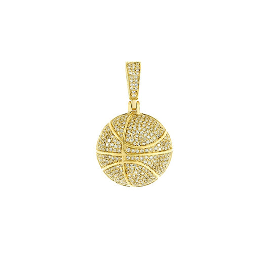 Yellow Gold Diamond Men's Basketball Pendant