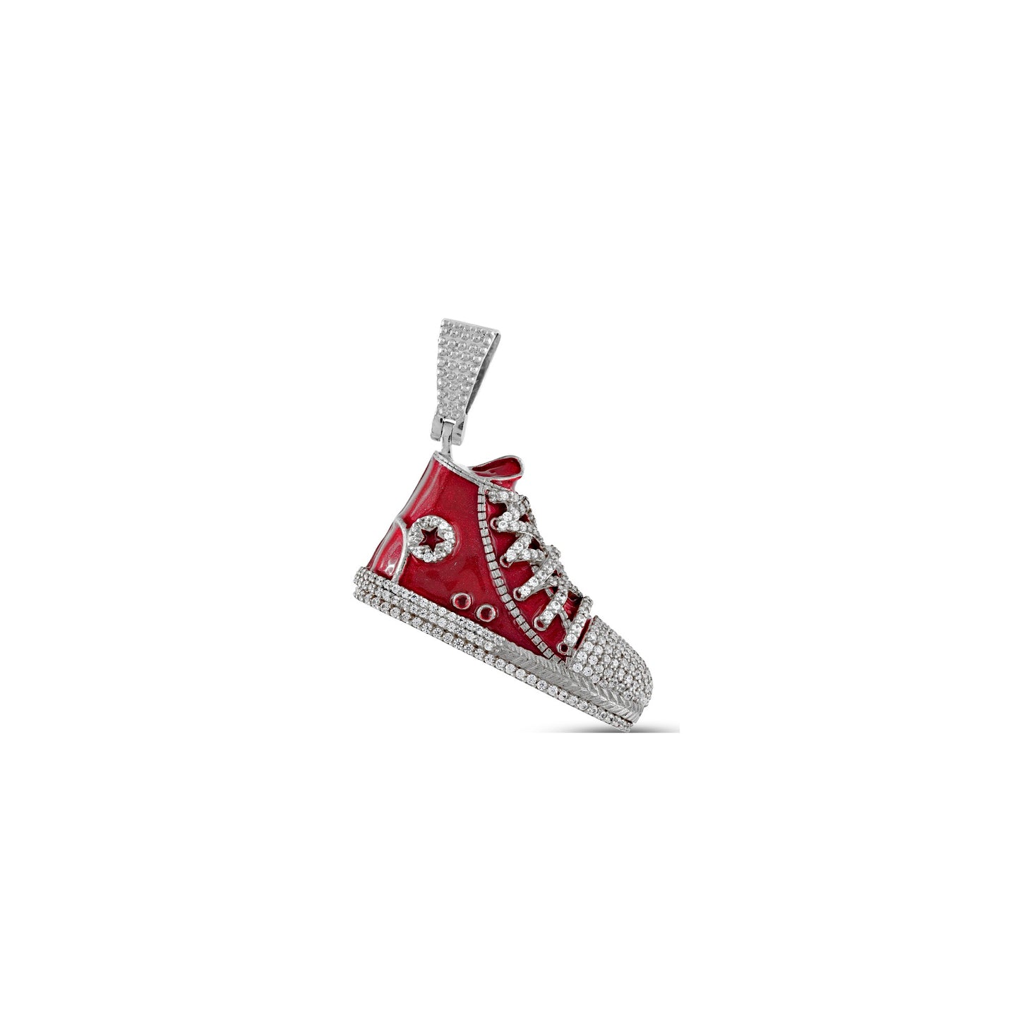 925 Silver Cz Diamond Sneakers Shoe Pendant