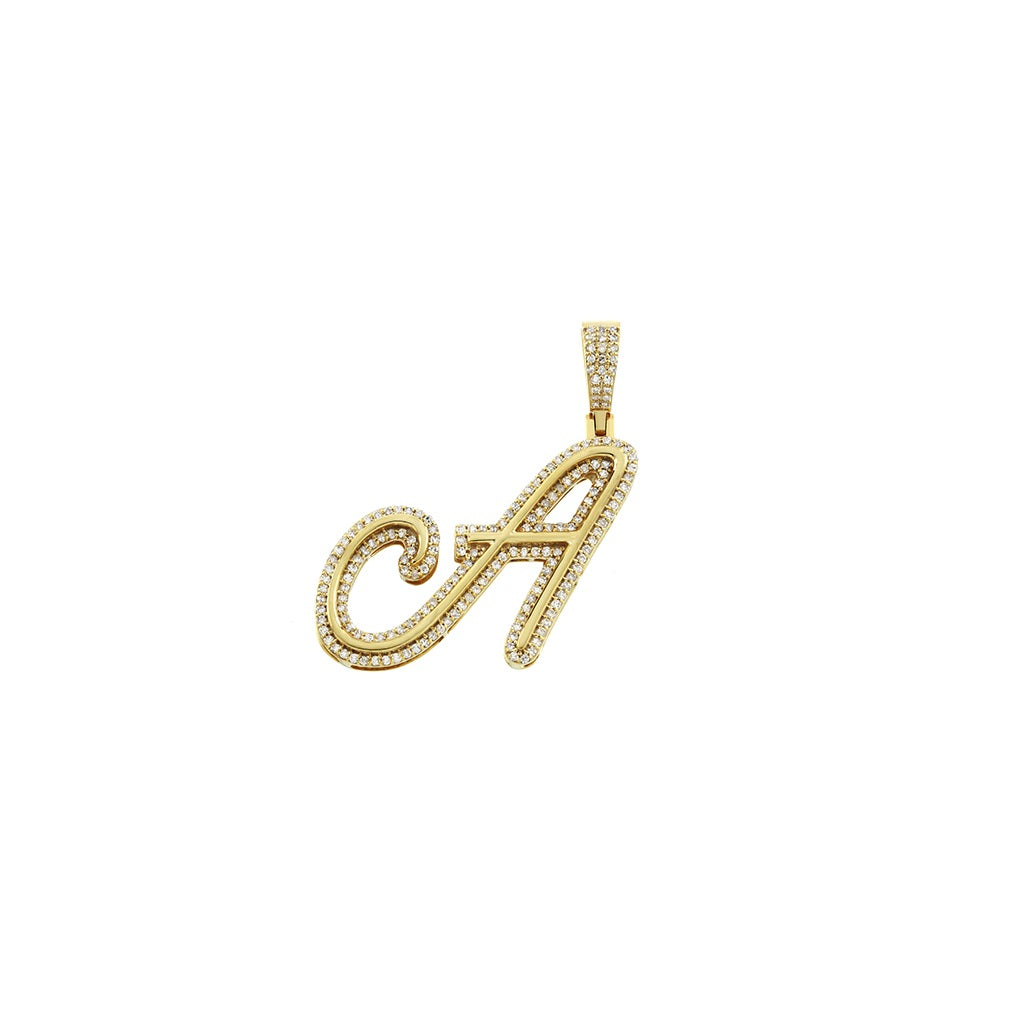 Yellow Gold Diamond Initial Letter Pendant
