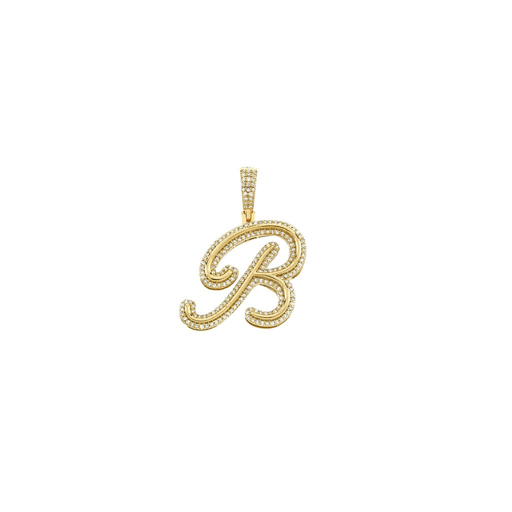 Yellow Gold Diamond Initial Letter Pendant