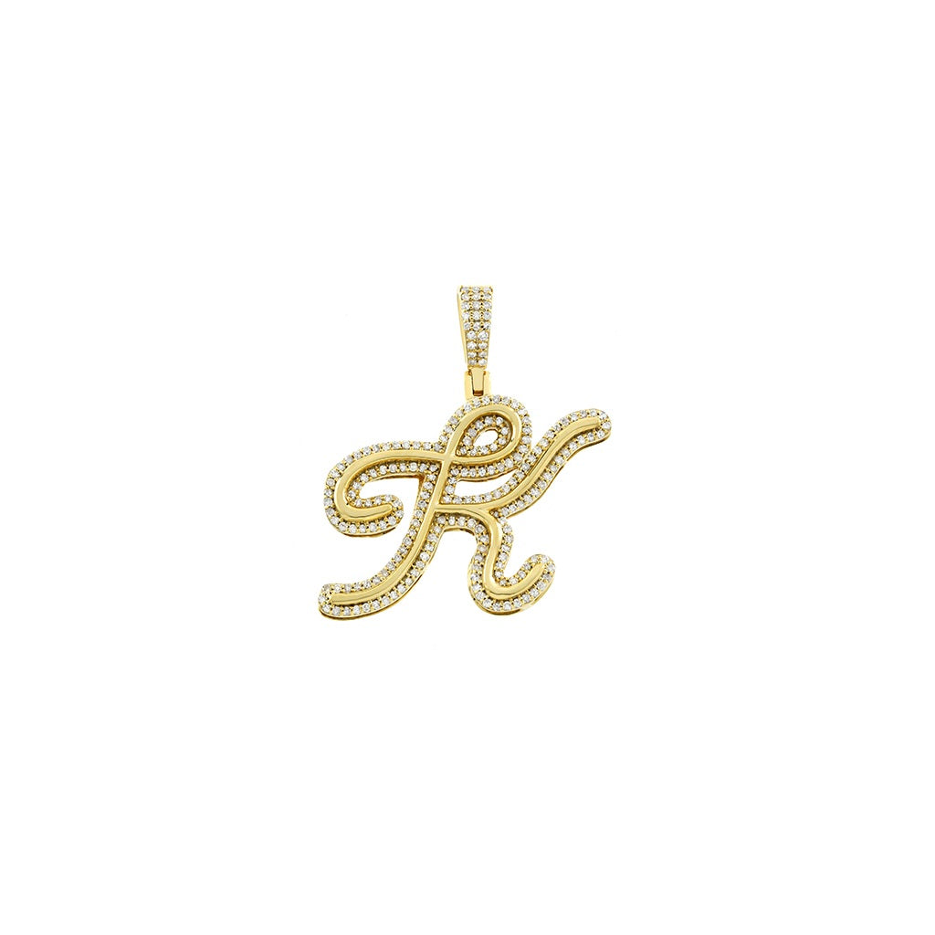Yellow Gold Diamond Initial Letter Pendant