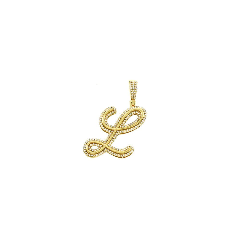 Yellow Gold Diamond Initial Letter Pendant