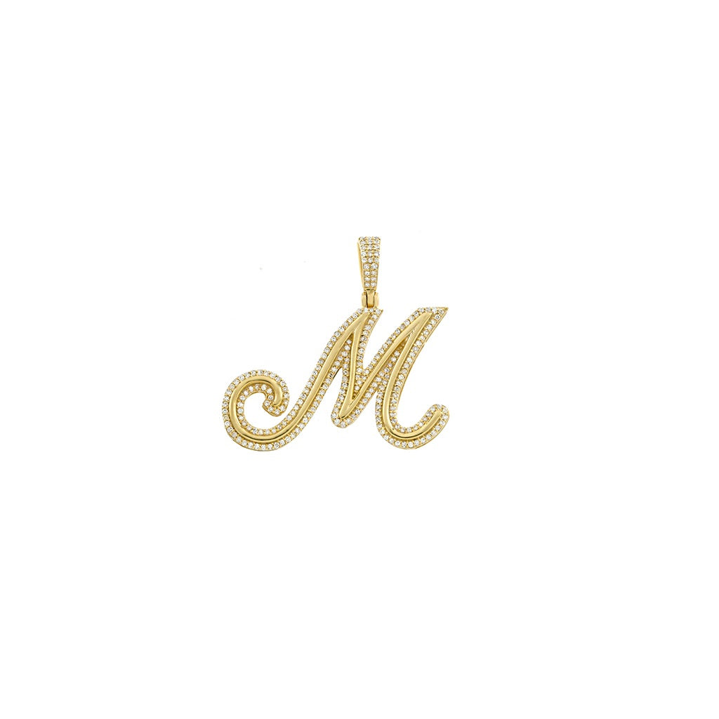 Yellow Gold Diamond Initial Letter Pendant