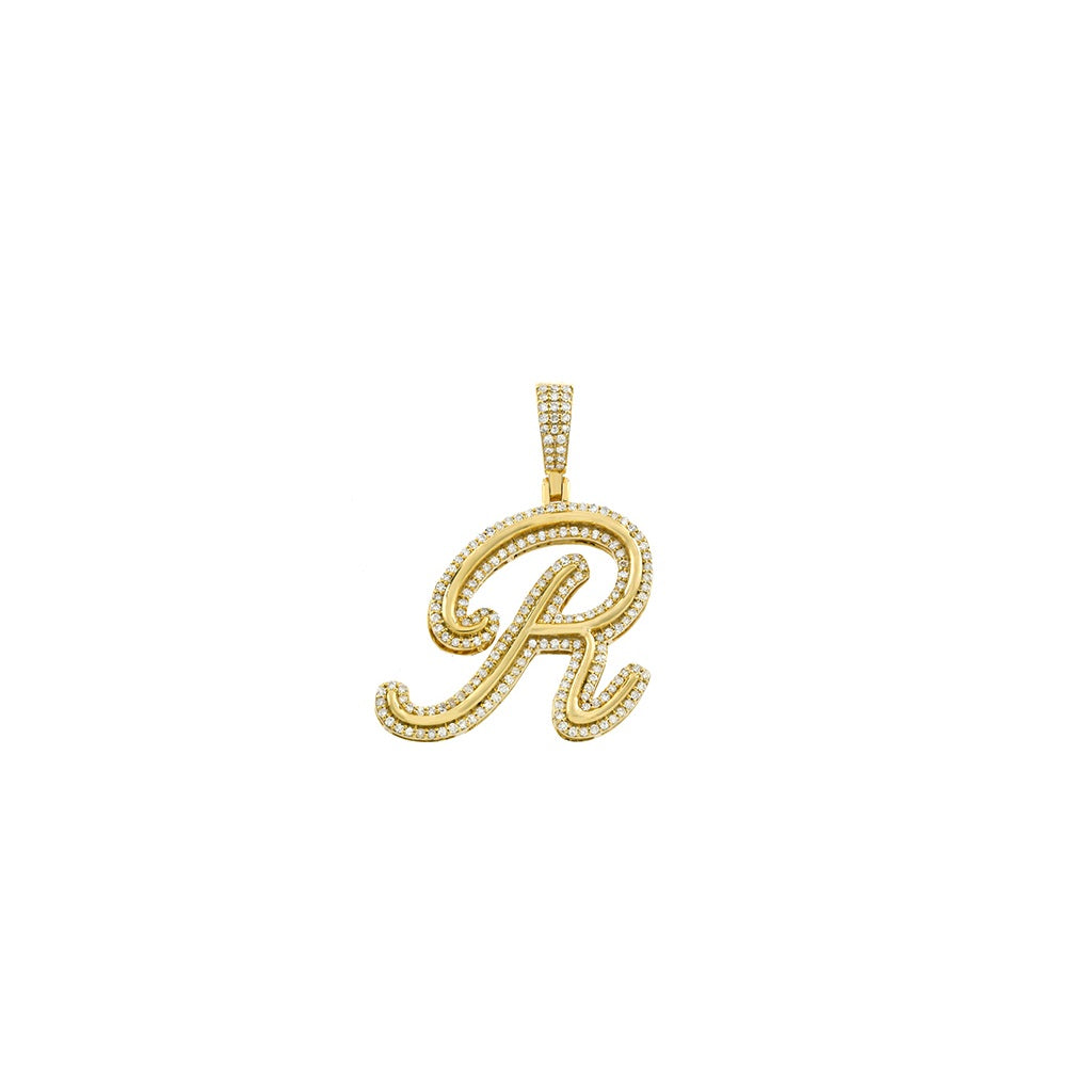 Yellow Gold Diamond Initial Letter Pendant