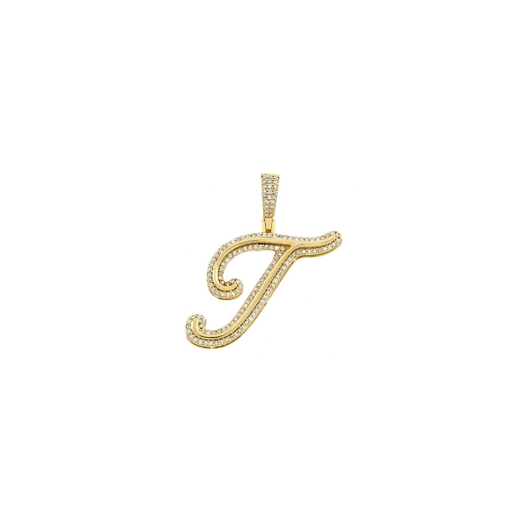 Yellow Gold Diamond Initial Letter Pendant