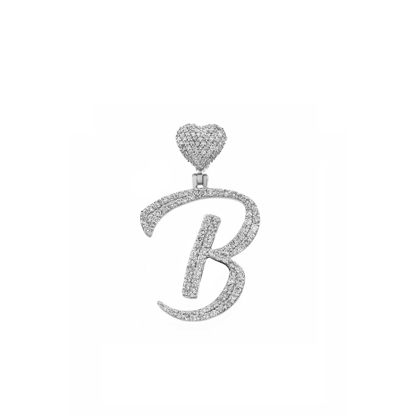 925 Silver Cz Diamond Cluster 'B' Letter Initial Pendant