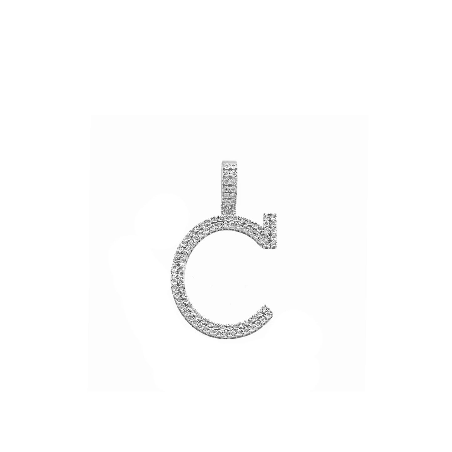 925 Silver Cz Illusion Diamond 'C' Initial Letter Pendant