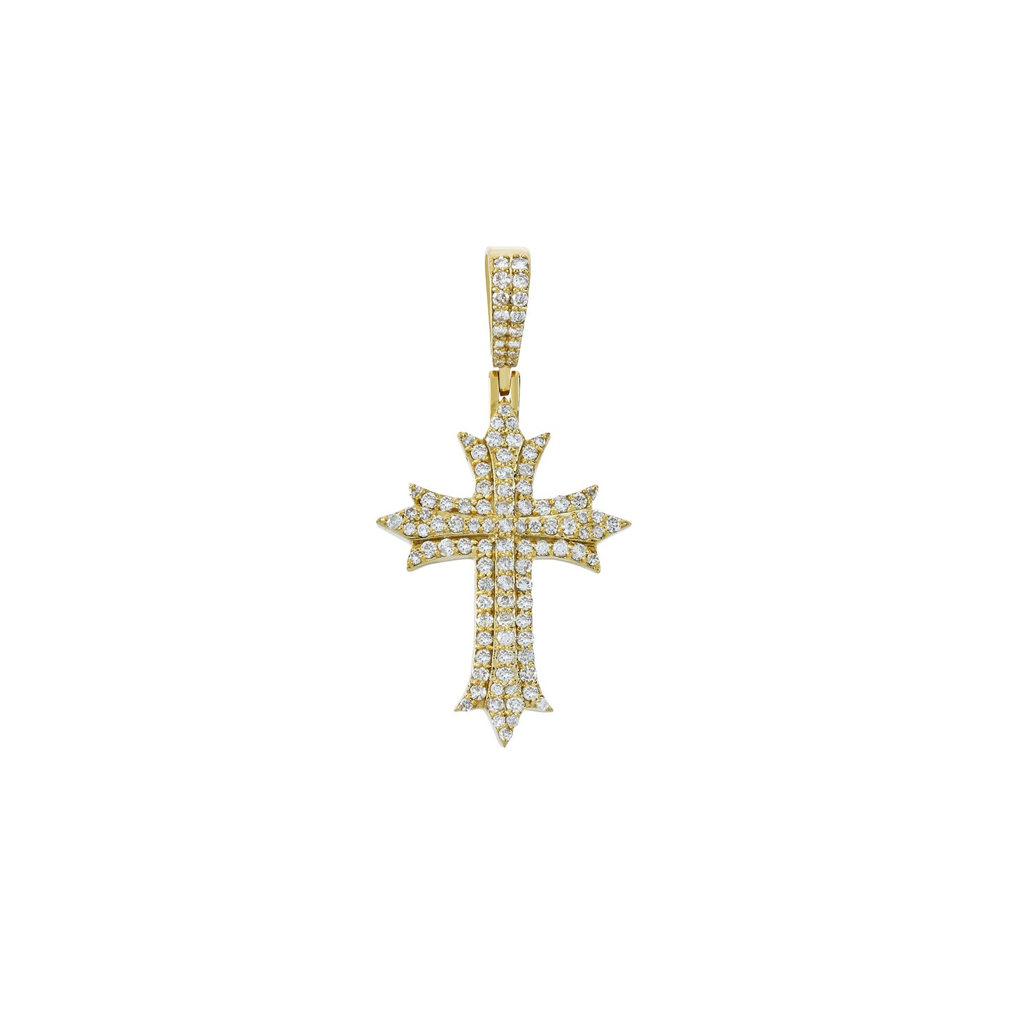 Yellow Gold Round Diamond Cross Pendant